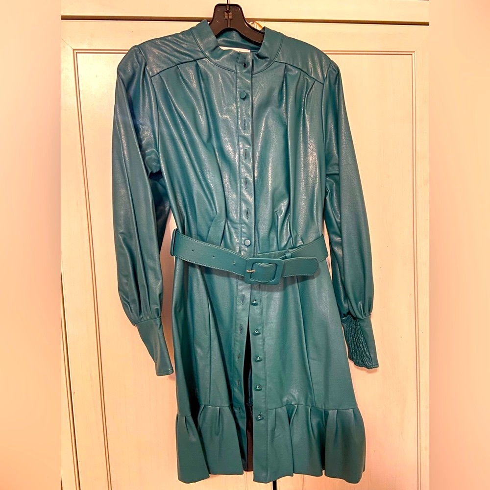 Leather long sleeve dress